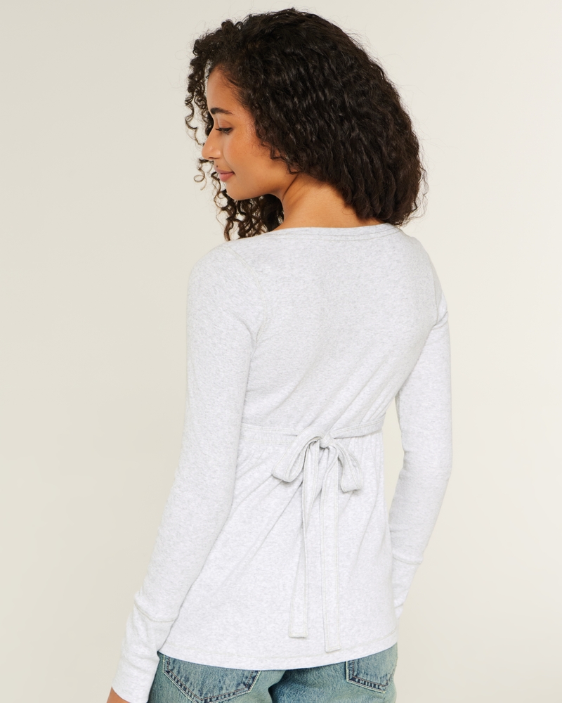 Easy Tie-Back Henley Babydoll Top