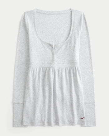 Women's Easy Tie-Back Henley Babydoll Top | Women's Clearance | HollisterCo.com