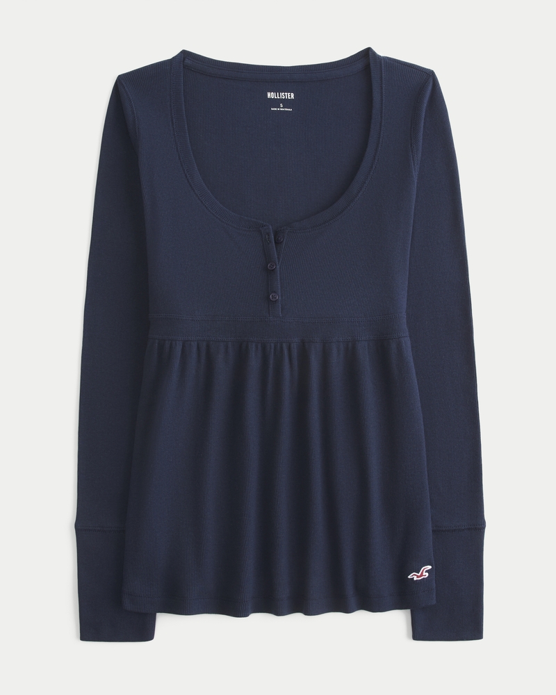 Easy Tie-Back Henley Babydoll Top