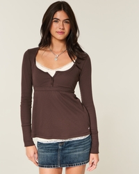 Easy Tie-Back Henley Babydoll Top