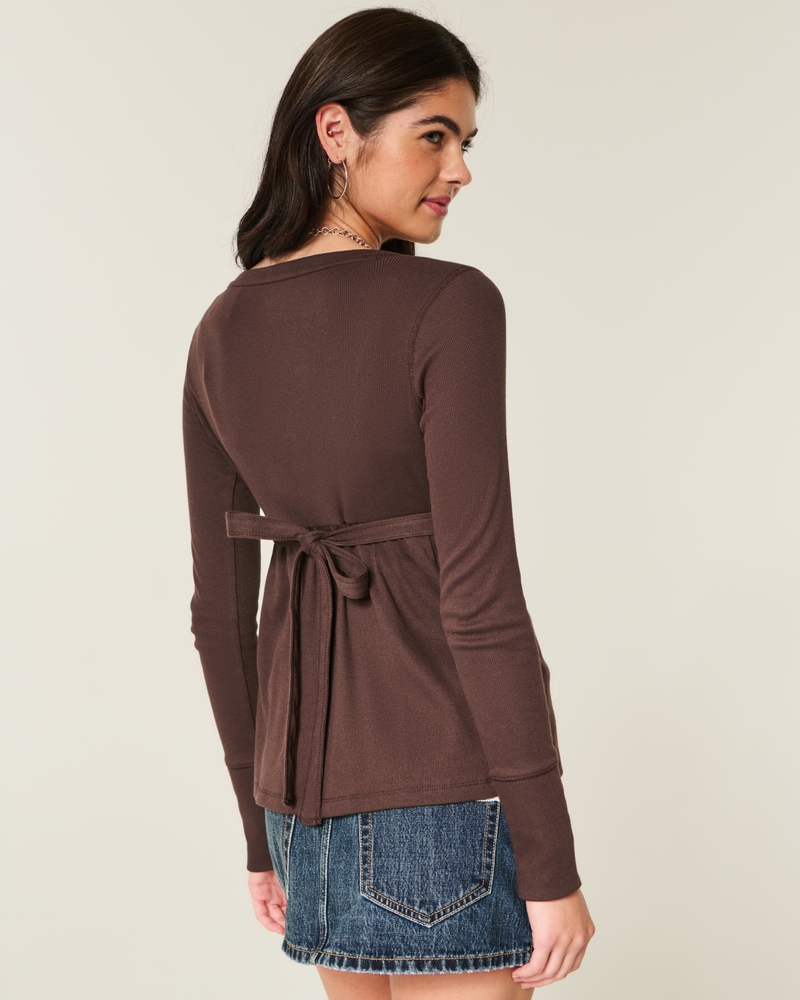 Easy Tie-Back Henley Babydoll Top