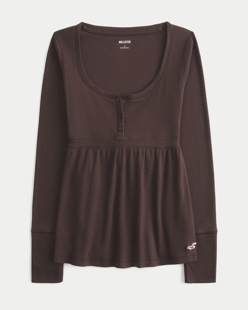 Easy Tie-Back Henley Babydoll Top