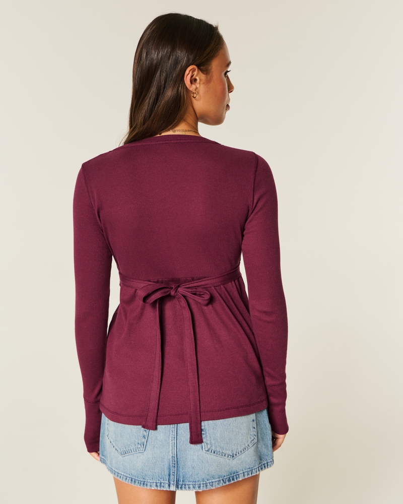 Easy Tie-Back Henley Babydoll Top