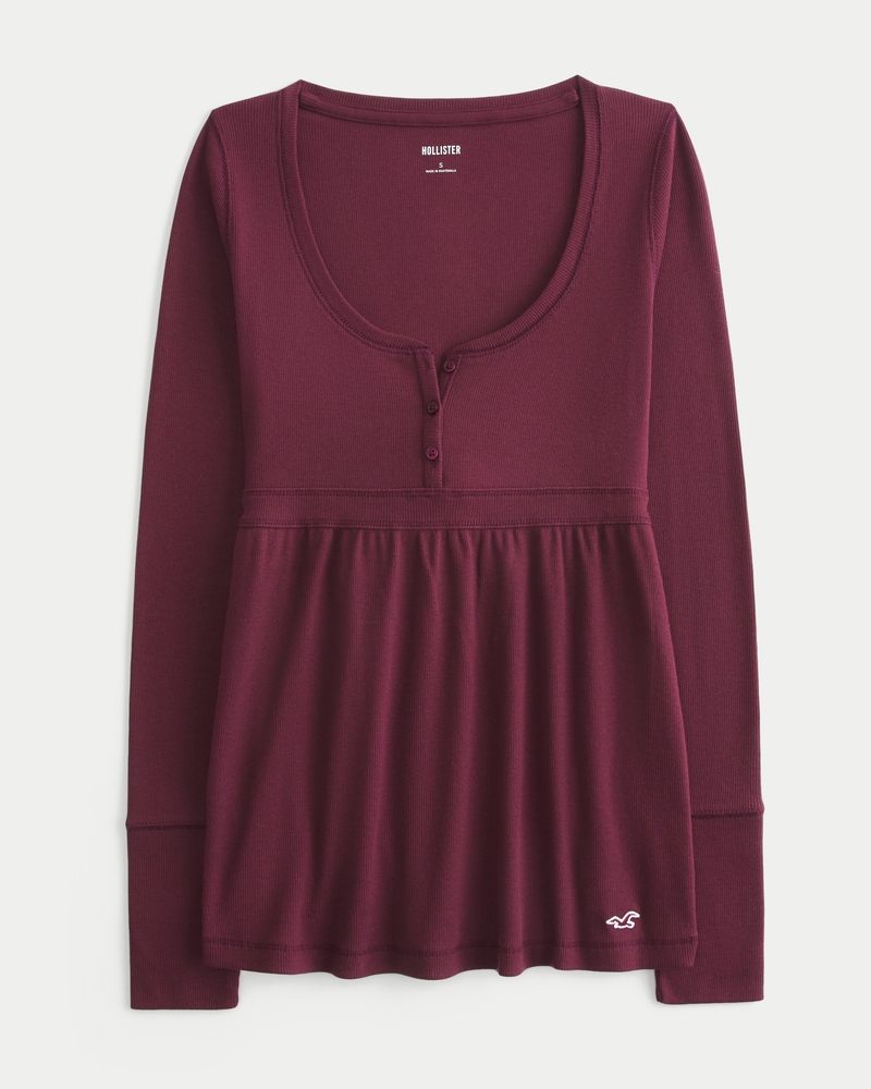Easy Tie-Back Henley Babydoll Top