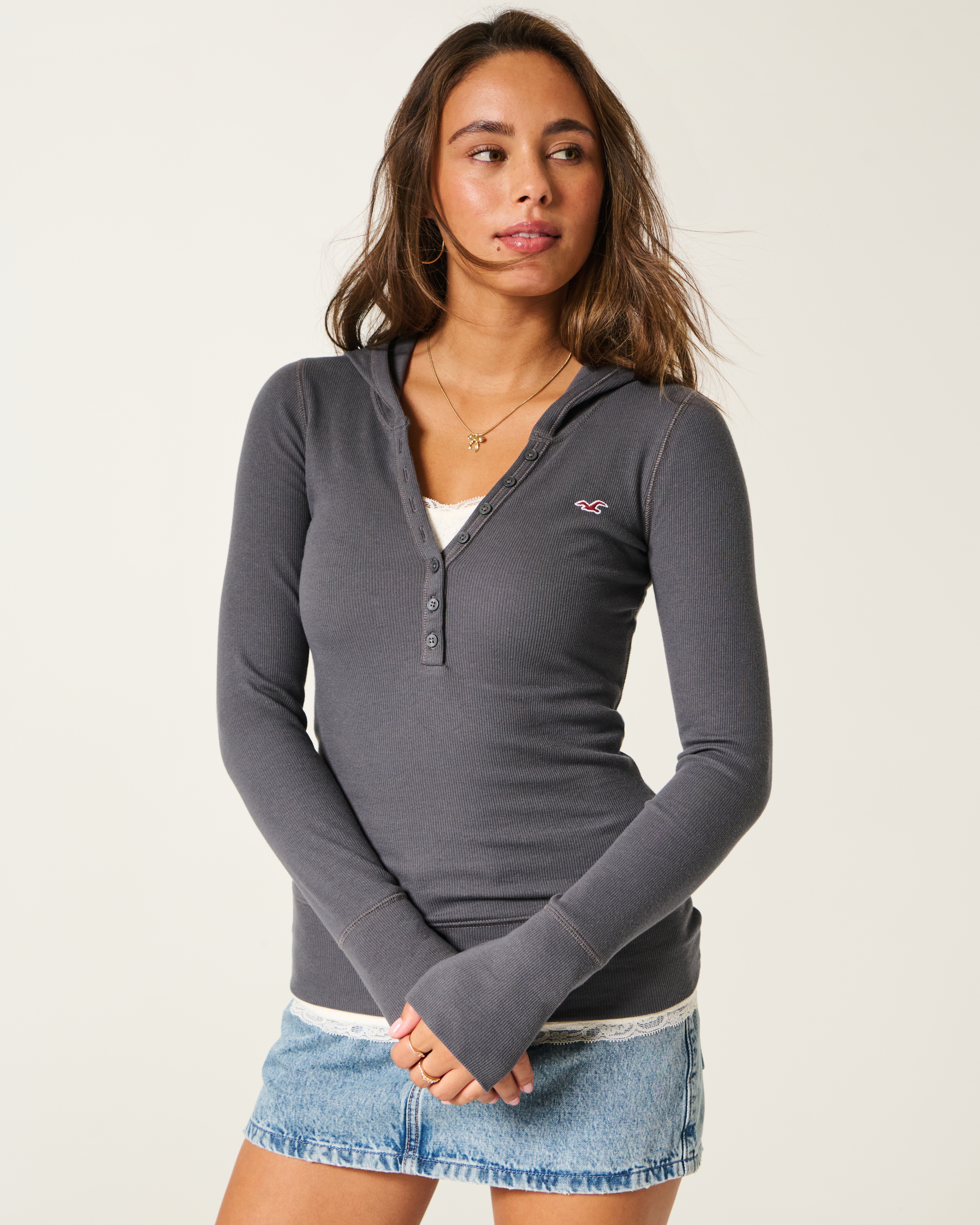 Long-Sleeve Hooded Henley