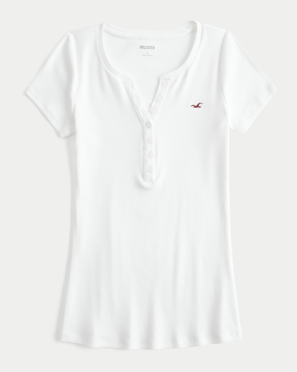 Short-Sleeve Icon Henley, White view 1