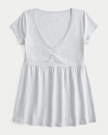Women's Short-Sleeve Banded Babydoll Top | Women's | HollisterCo.com