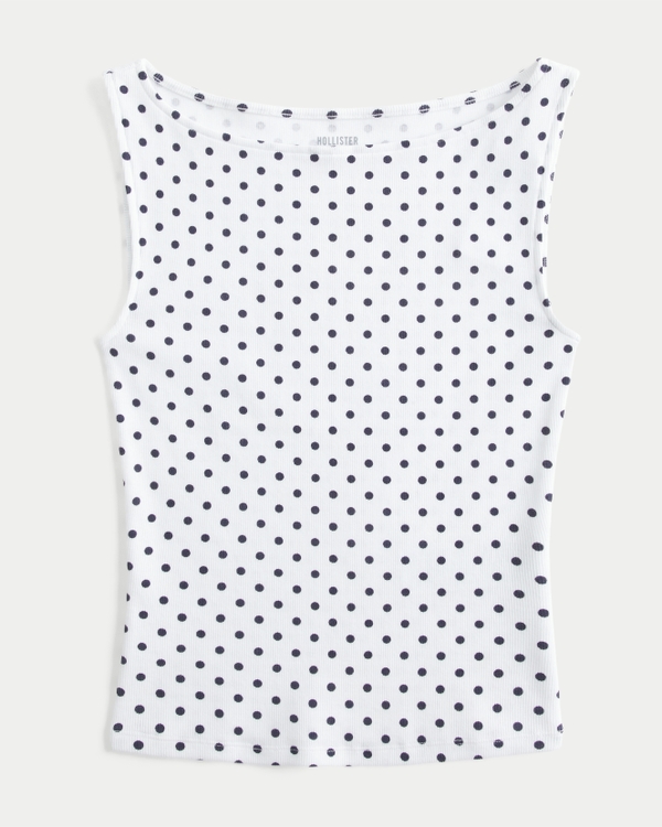 Slash-Neck Tank, White Dot view 1
