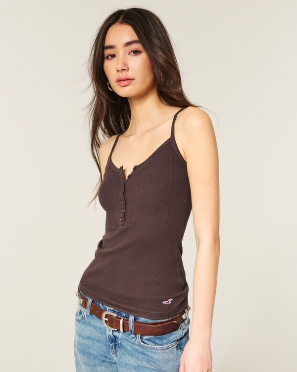 Henley Cami, Brown view 1