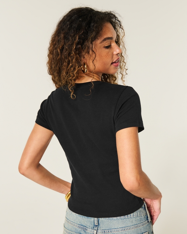 100% Cotton Crew Baby Tee, Black view 2