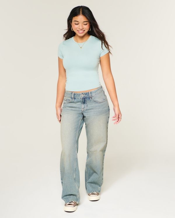 Seamless Fabric Crew Baby Tee, Seafoam view 2