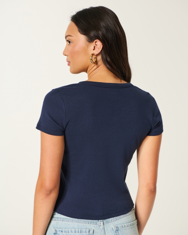 Women's Cotton Notch-Neck Henley T-Shirt | Women's Tops
