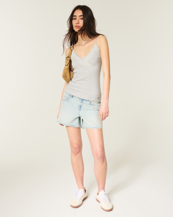 Wrap Lace Trim Layering Cami, Light Heather Grey view 2