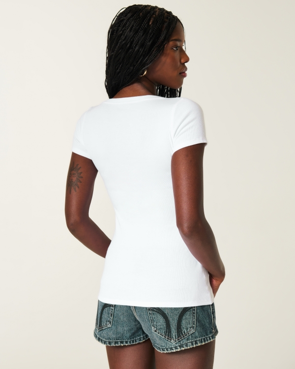 Short-Sleeve Pocket Henley, White view 2