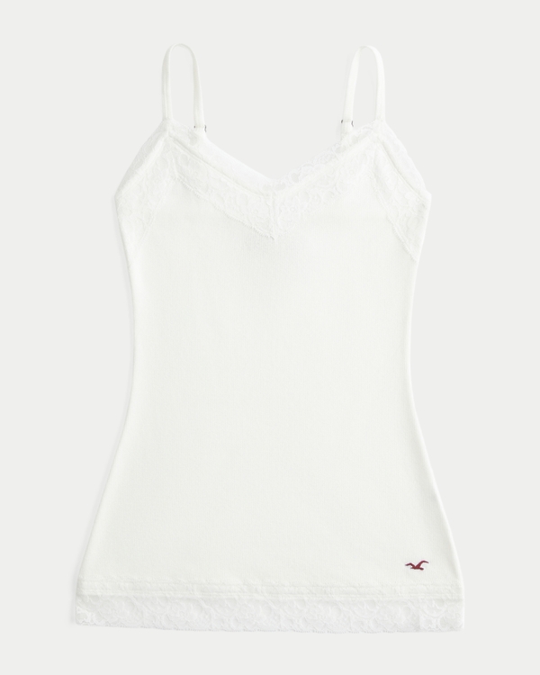 Lace Trim Layering Cami, White view 1