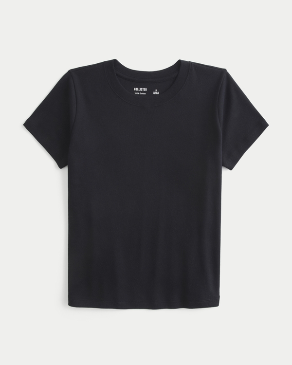 Cotton Crew Baby Tee, Black view 1