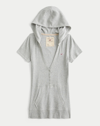 Women's Short-Sleeve Hooded Henley | Women's Tops | HollisterCo.com