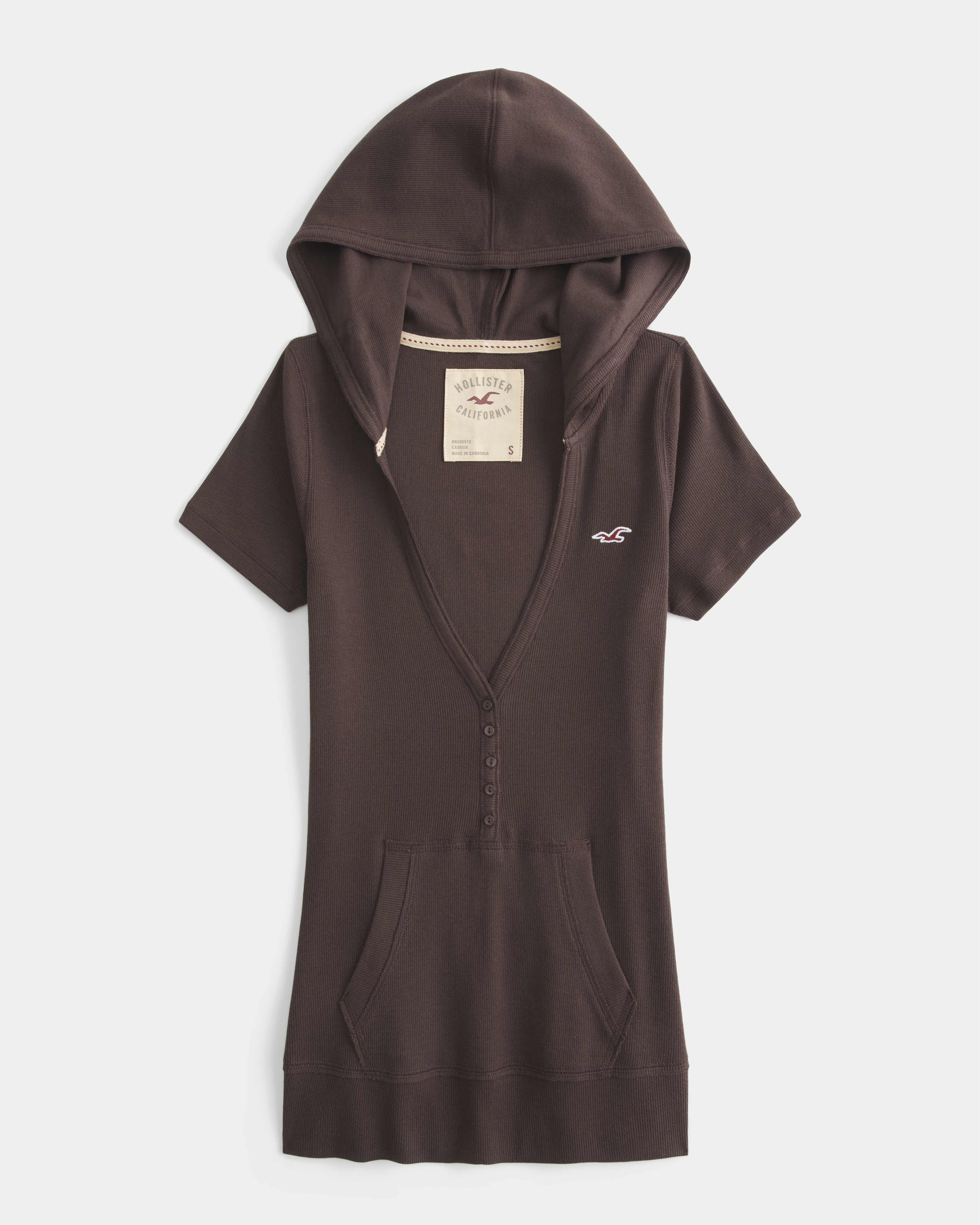 Short-Sleeve Hooded Henley