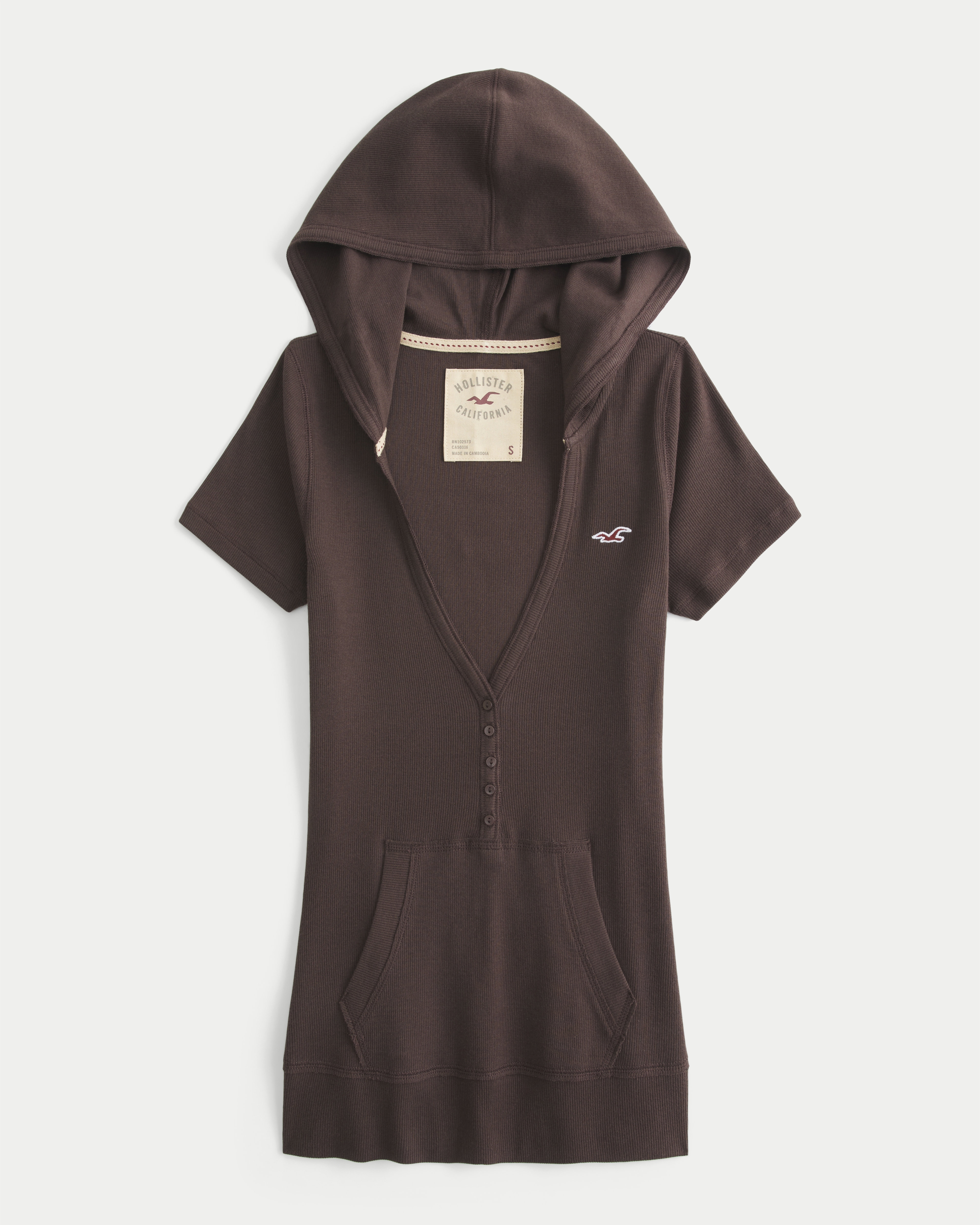Short-Sleeve Hooded Henley