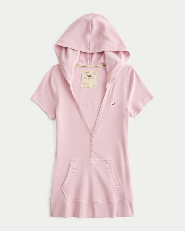 Women's Short-Sleeve Henley Hoodie | Women's Current Rotation
