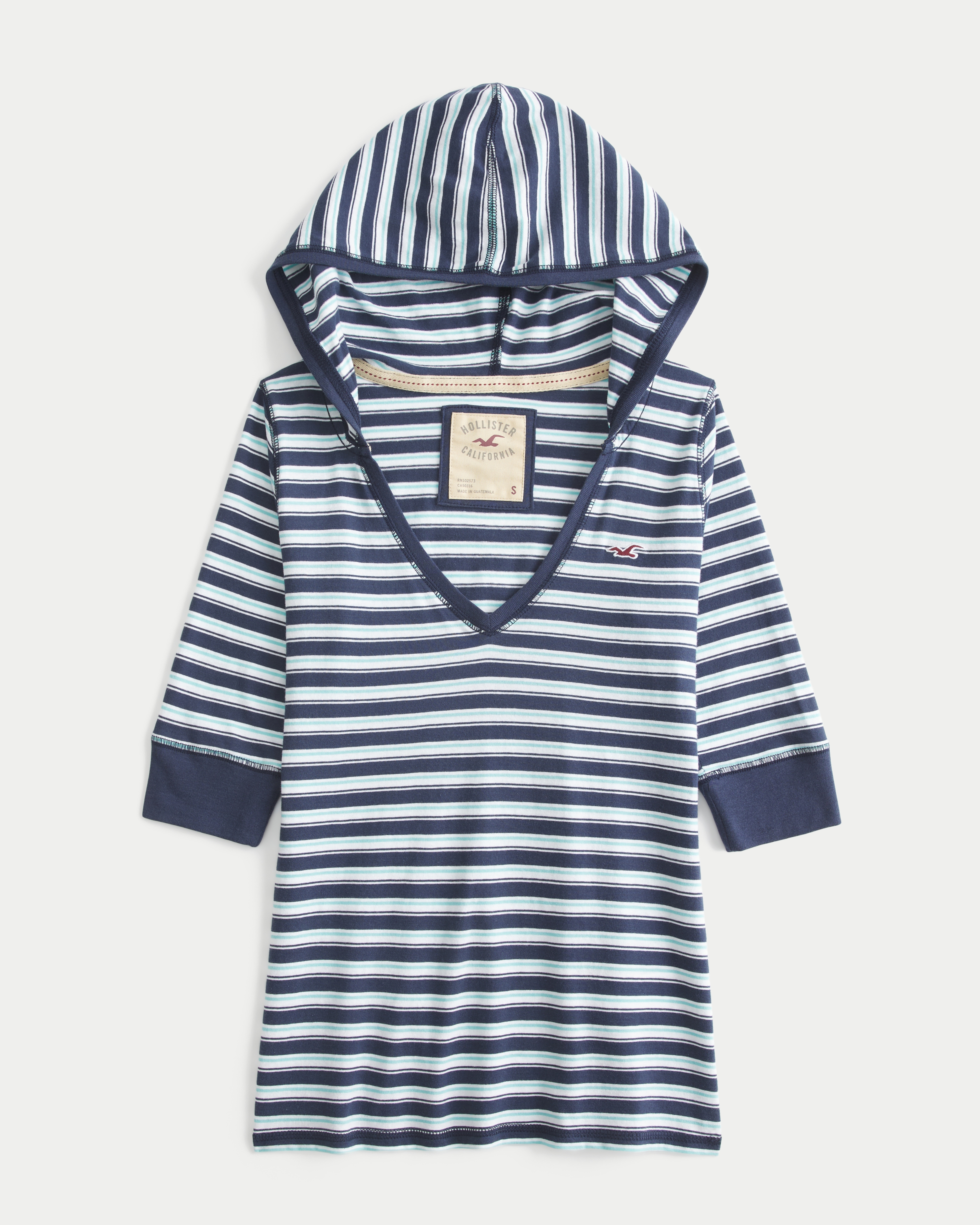 Half-Sleeve Hooded V-Neck T-Shirt