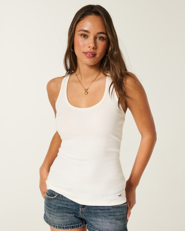 Racerback Tank, Cloud White view 1