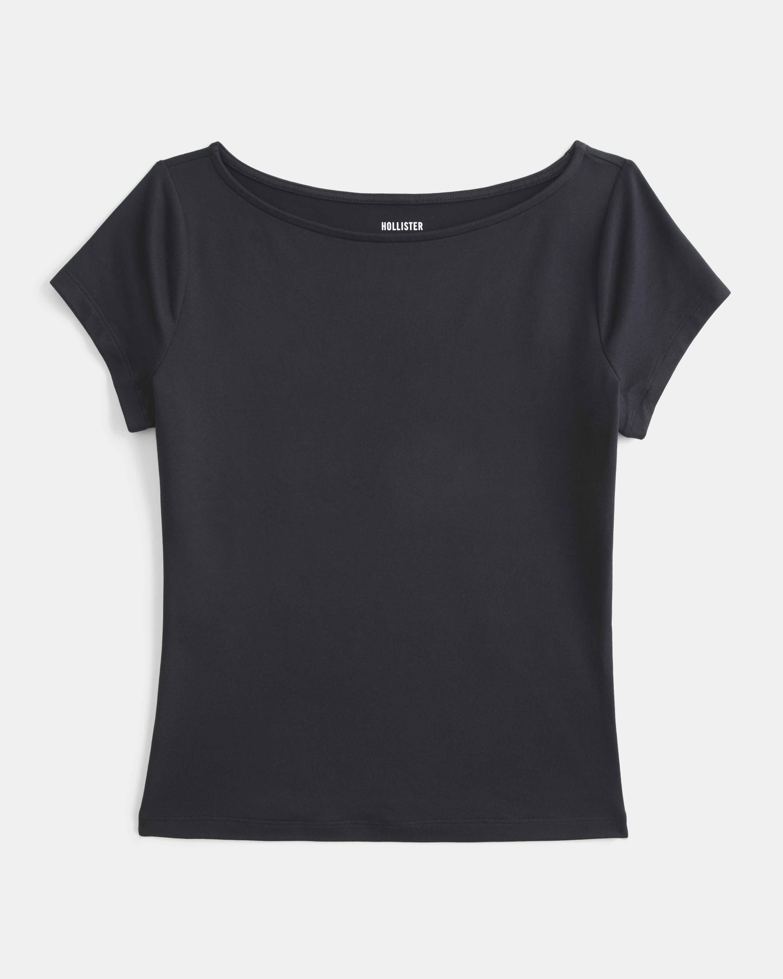 Soft Seamless Fabric Slash-Neck Top