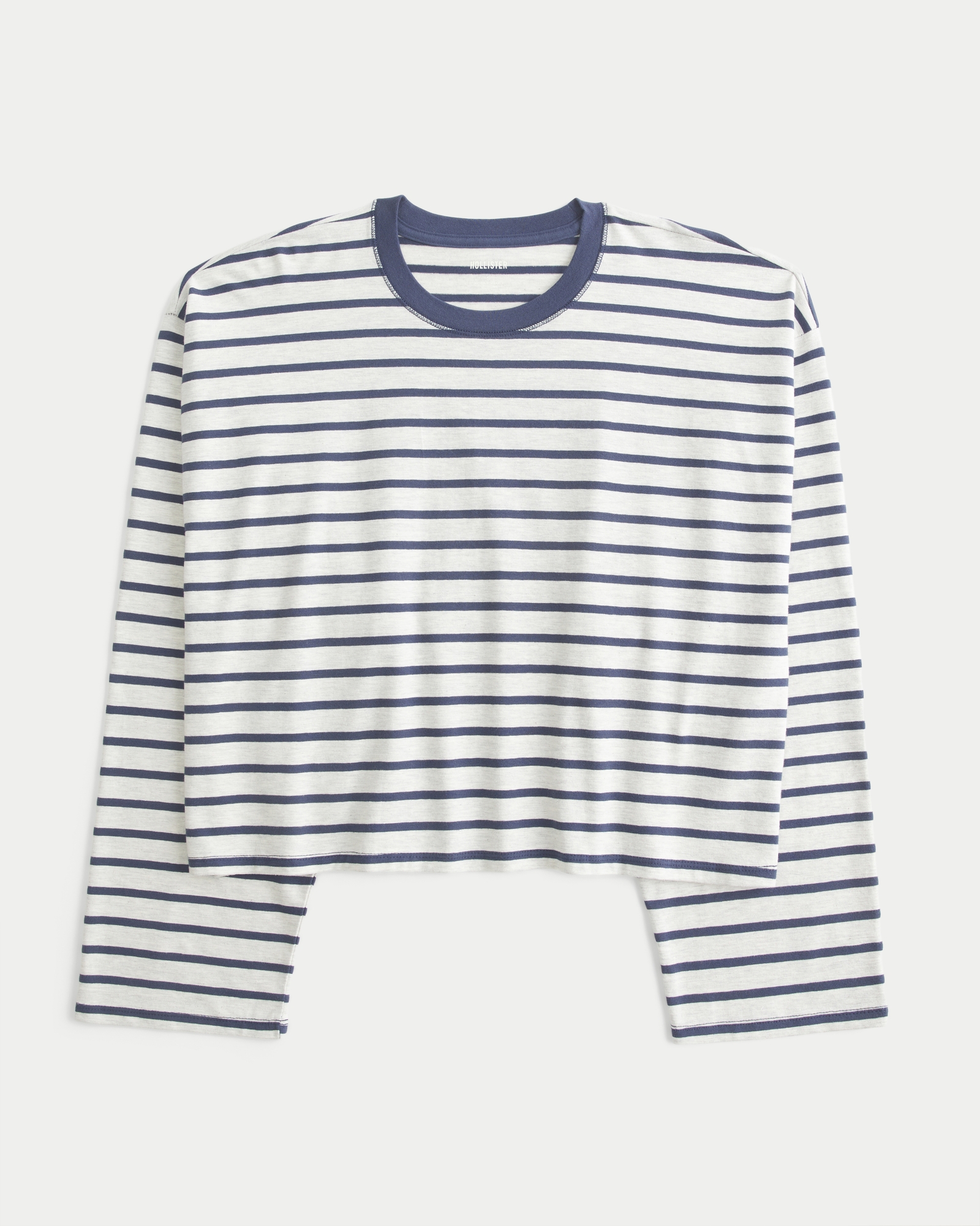ヴィンテージ新品Hollister 長袖 ボーダー シャーリング トップスM ウィメンズ ボクシー長袖クルーネックTシャツ | ウィメンズ トップス