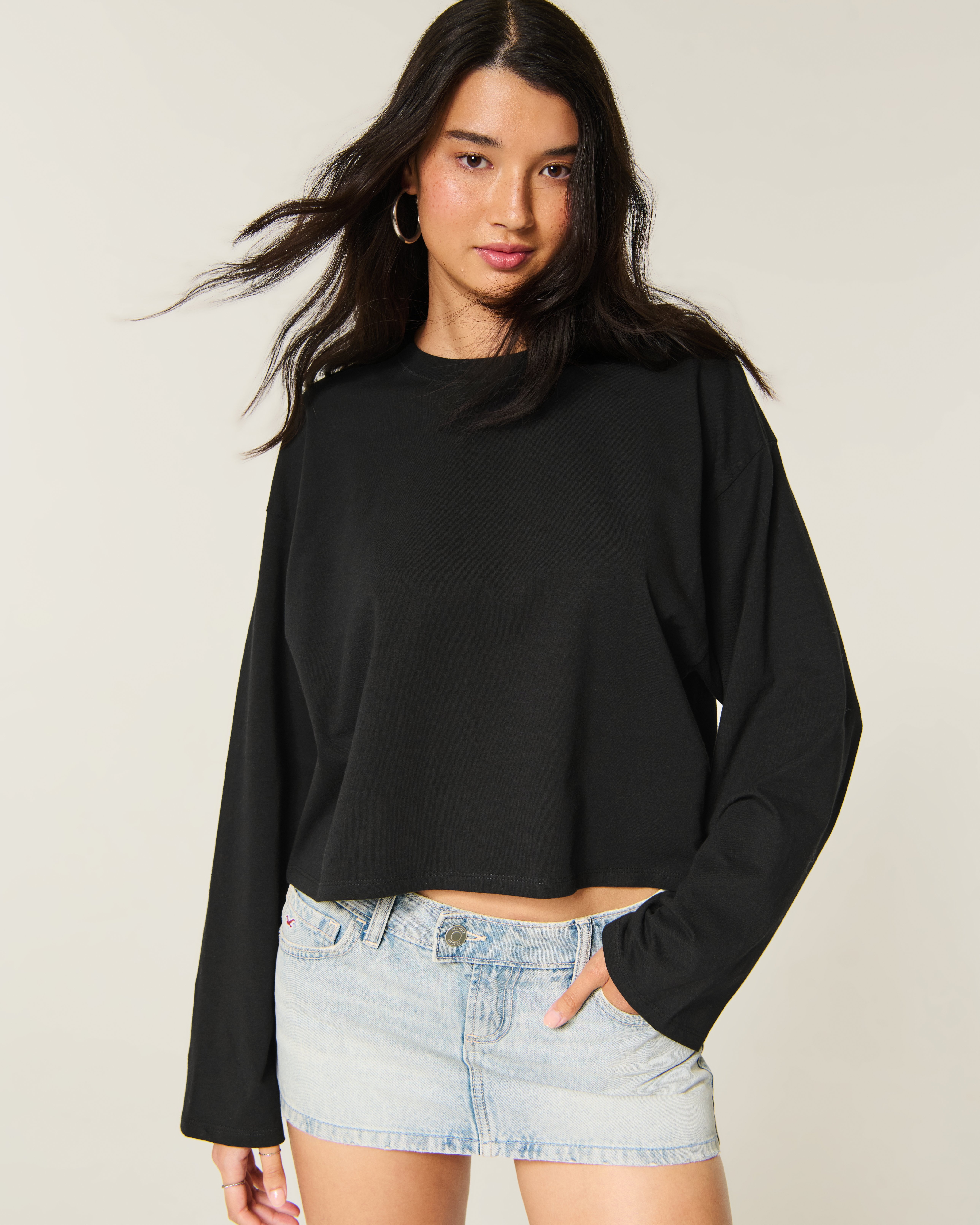 Boxy Long-Sleeve Crew T-Shirt