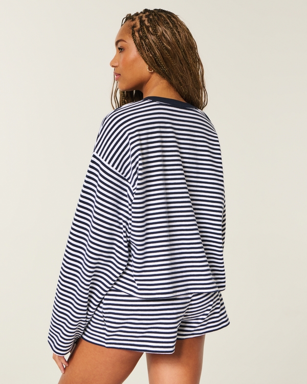 Easy Crew Long-Sleeve Top, Navy Stripe view 2
