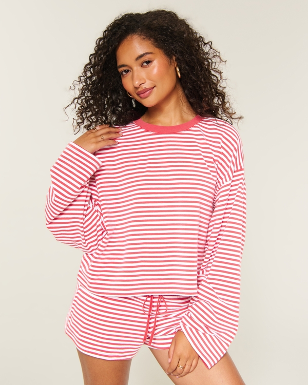 Easy Crew Long-Sleeve Top, Red Stripe view 1