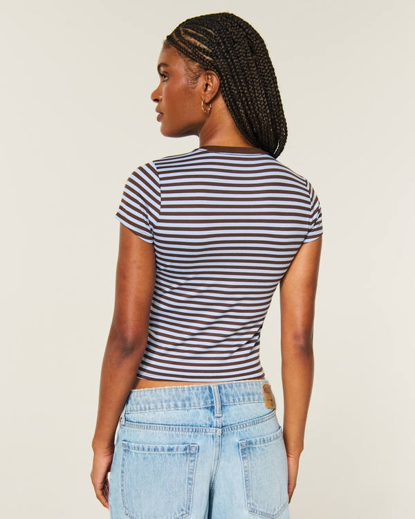 Seamless Fabric Crew Baby Tee, Blue Stripe view 2