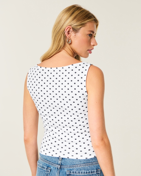 Slash-Neck Tank, White Dot view 2