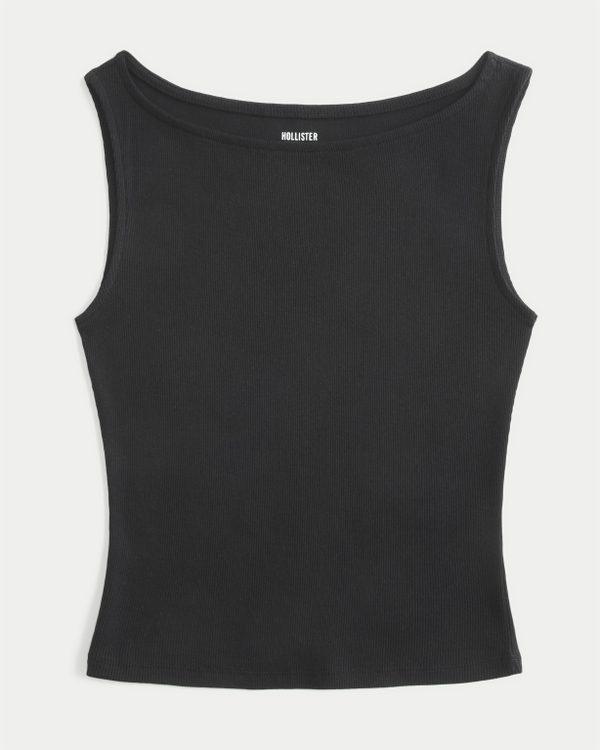 Slash-Neck Tank, Black view 1