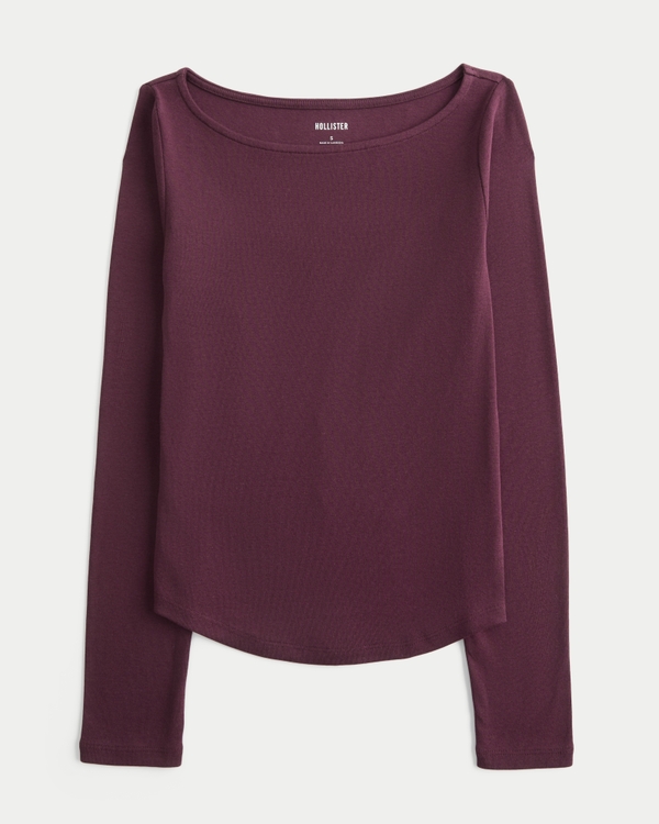 Long-Sleeve Slash-Neck Baby Tee