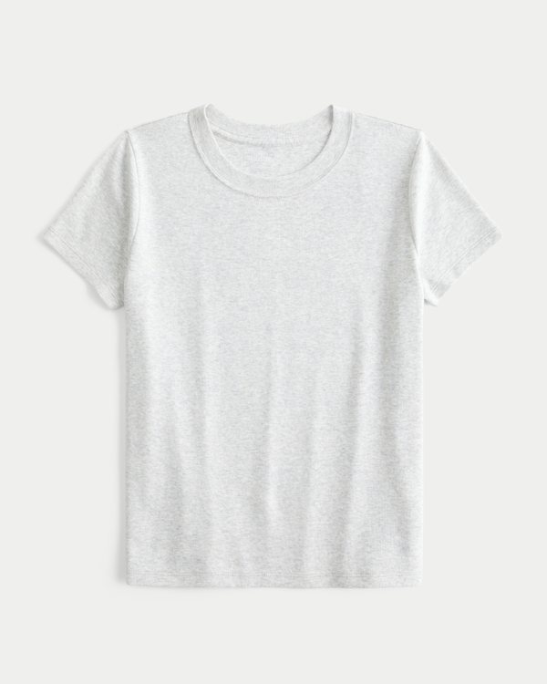 Cotton Crew Baby Tee, Light Heather Grey view 1