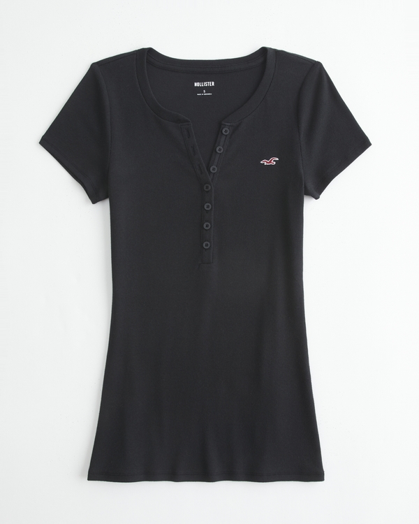 Short-Sleeve Icon Henley, Black view 1