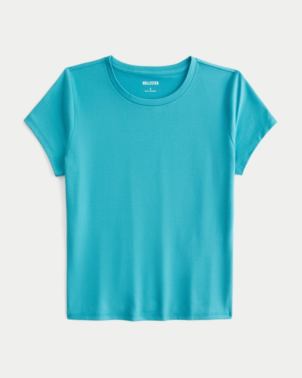 Soft Seamless Fabric Crew T-Shirt, Turquoise view 1