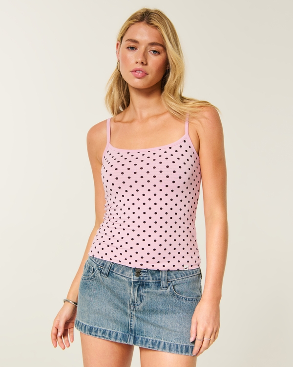 Camiseta de tirantes reversible Hollister Callie, Lunares Rosa Claro view 1
