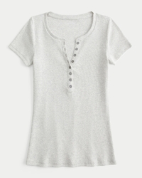 Ribbed Short-Sleeve Henley