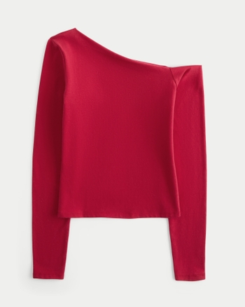 Women's Long-Sleeve Asymmetrical Off-the-Shoulder Top