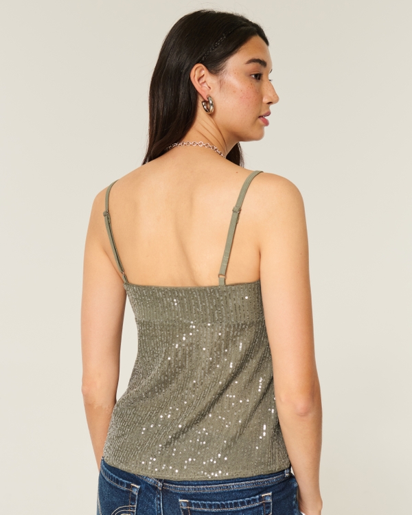 Easy Shine Babydoll Cami, Dark Olive view 2