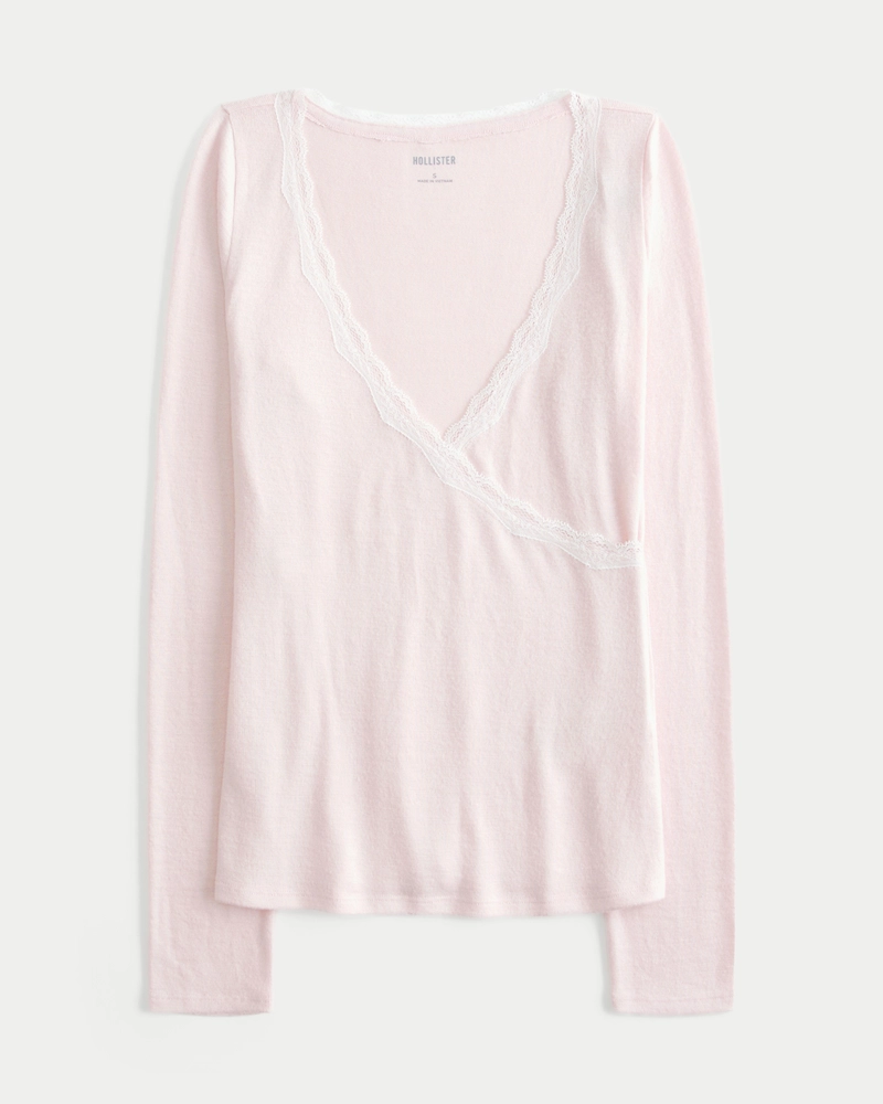 Long-Sleeve Wrap-Front Top
