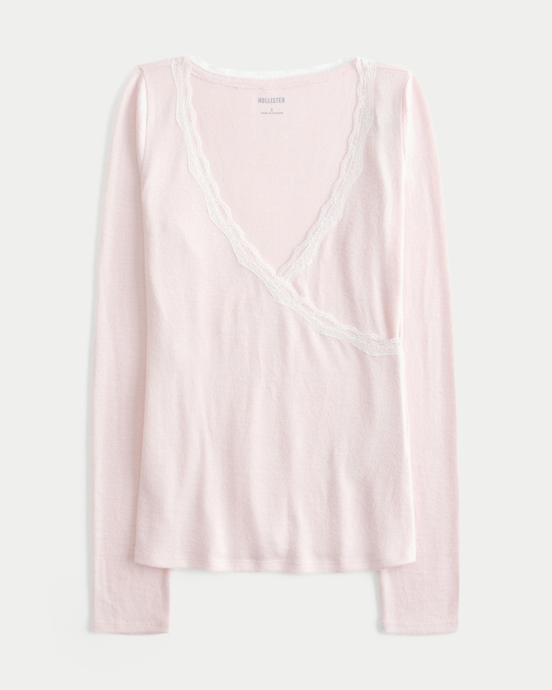 Long-Sleeve Wrap-Front Top