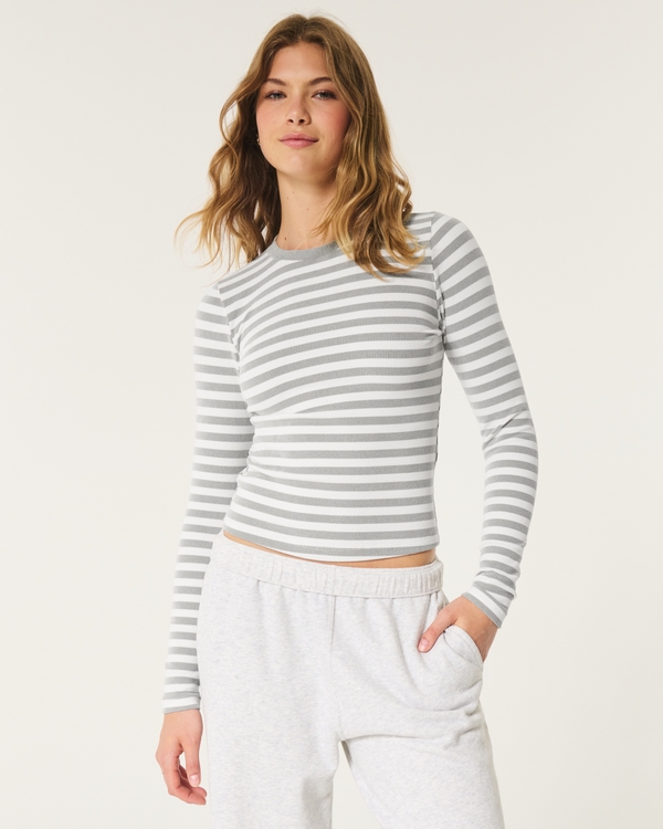 Cozy Ribbed Seamless Fabric Long-Sleeve Top