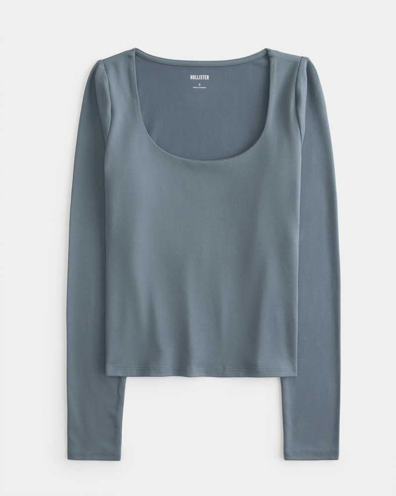 Women's Seamless Fabric Long-Sleeve Scoop Top | Women's Tops ...