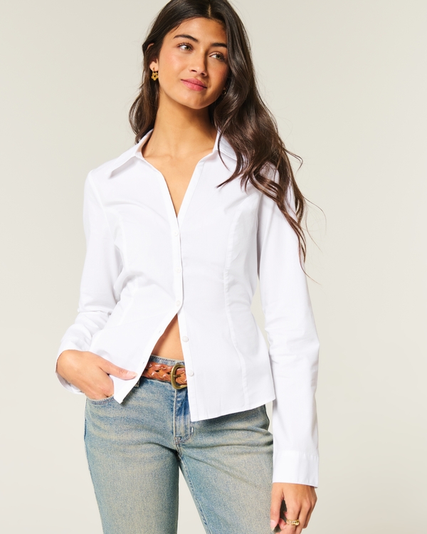 Slim Button-Through Shirt, White view 1