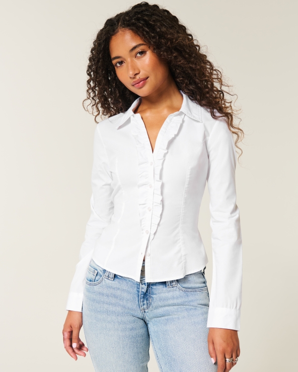 Slim Button-Through Shirt, White view 1