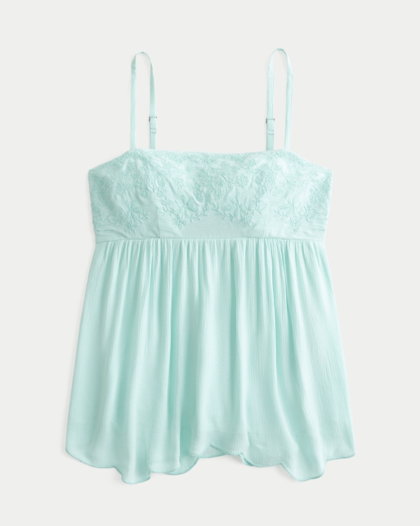 Sequin Embroidered Bust Tunic Top, Ice Blue view 1