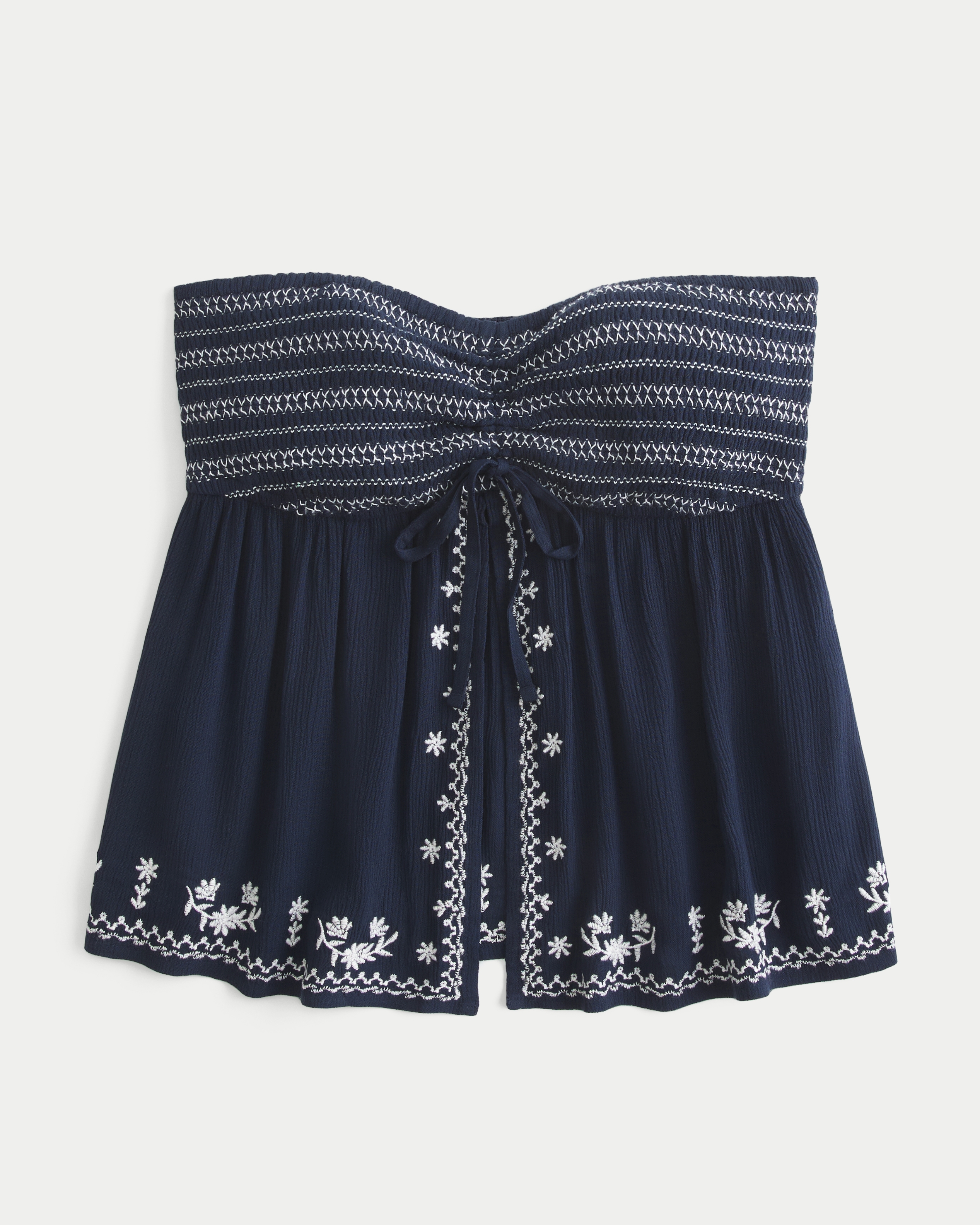 Easy Strapless Embroidered Babydoll Top